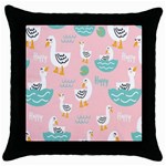 Cute Owl Doodles With Moon Star Seamless Pattern Throw Pillow Case (Black)