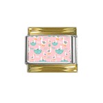 Cute Owl Doodles With Moon Star Seamless Pattern Gold Trim Italian Charm (9mm)
