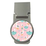 Cute Owl Doodles With Moon Star Seamless Pattern Money Clips (Round) 
