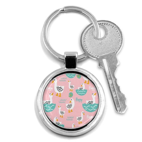 Cute Owl Doodles With Moon Star Seamless Pattern Key Chain (Round) from ArtsNow.com Front