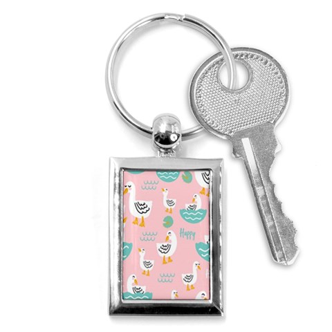 Cute Owl Doodles With Moon Star Seamless Pattern Key Chain (Rectangle) from ArtsNow.com Front