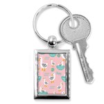Cute Owl Doodles With Moon Star Seamless Pattern Key Chain (Rectangle)