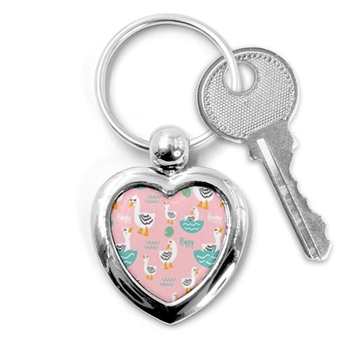 Cute Owl Doodles With Moon Star Seamless Pattern Key Chain (Heart) from ArtsNow.com Front