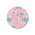 Cute Owl Doodles With Moon Star Seamless Pattern Rubber Round Coaster (4 pack)