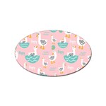 Cute Owl Doodles With Moon Star Seamless Pattern Sticker Oval (100 pack)
