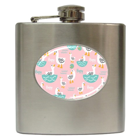 Cute Owl Doodles With Moon Star Seamless Pattern Hip Flask (6 oz) from ArtsNow.com Front