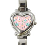 Cute Owl Doodles With Moon Star Seamless Pattern Heart Italian Charm Watch