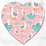 Cute Owl Doodles With Moon Star Seamless Pattern Jigsaw Puzzle (Heart)