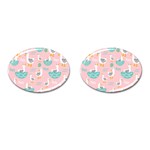 Cute Owl Doodles With Moon Star Seamless Pattern Cufflinks (Oval)