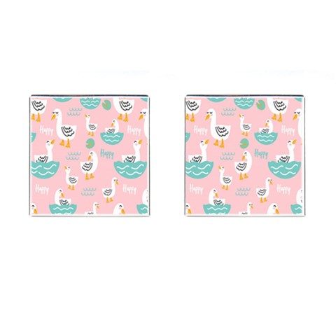 Cute Owl Doodles With Moon Star Seamless Pattern Cufflinks (Square) from ArtsNow.com Front(Pair)