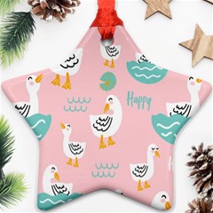 Cute Owl Doodles With Moon Star Seamless Pattern Star Ornament (Two Sides) from ArtsNow.com Back