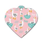 Cute Owl Doodles With Moon Star Seamless Pattern Dog Tag Heart (Two Sides)