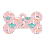 Cute Owl Doodles With Moon Star Seamless Pattern Dog Tag Bone (Two Sides)