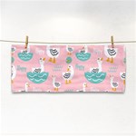 Cute Owl Doodles With Moon Star Seamless Pattern Hand Towel