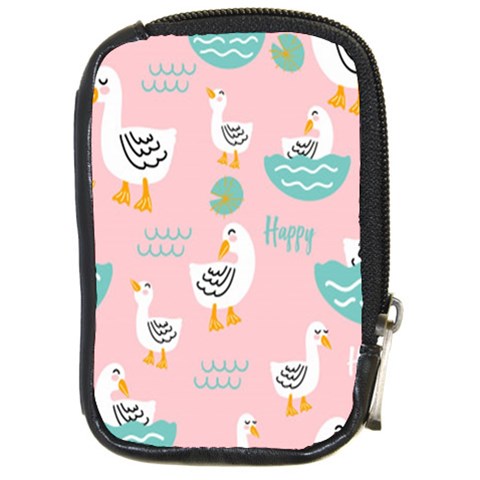 Cute Owl Doodles With Moon Star Seamless Pattern Compact Camera Leather Case from ArtsNow.com Front