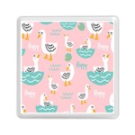 Cute Owl Doodles With Moon Star Seamless Pattern Memory Card Reader (Square)