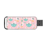 Cute Owl Doodles With Moon Star Seamless Pattern Portable USB Flash (One Side)