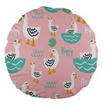 Cute Owl Doodles With Moon Star Seamless Pattern Large 18  Premium Round Cushions
