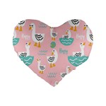 Cute Owl Doodles With Moon Star Seamless Pattern Standard 16  Premium Heart Shape Cushions