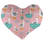 Cute Owl Doodles With Moon Star Seamless Pattern Large 19  Premium Heart Shape Cushions