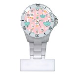 Cute Owl Doodles With Moon Star Seamless Pattern Plastic Nurses Watch