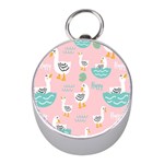 Cute Owl Doodles With Moon Star Seamless Pattern Mini Silver Compasses