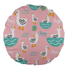 Cute Owl Doodles With Moon Star Seamless Pattern Large 18  Premium Flano Round Cushions from ArtsNow.com Back