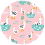 Cute Owl Doodles With Moon Star Seamless Pattern Wooden Bottle Opener (Round)