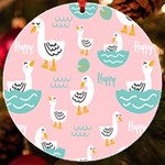 Cute Owl Doodles With Moon Star Seamless Pattern UV Print Acrylic Ornament Round