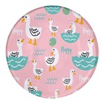 Cute Owl Doodles With Moon Star Seamless Pattern Round Glass Fridge Magnet (4 pack)