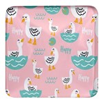 Cute Owl Doodles With Moon Star Seamless Pattern Square Glass Fridge Magnet (4 pack)