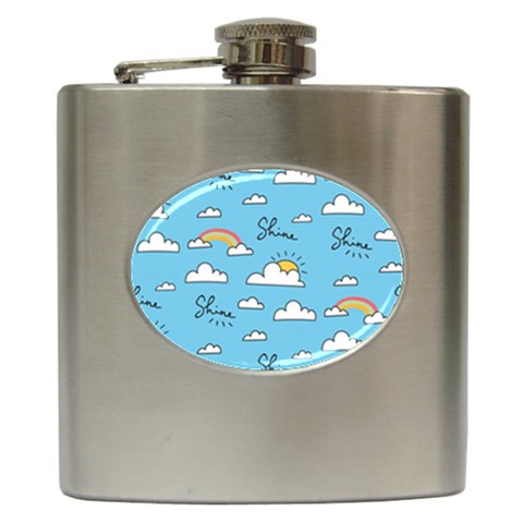 Sky Pattern Hip Flask (6 oz) from ArtsNow.com Front