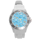 Sky Pattern Round Plastic Sport Watch (L)