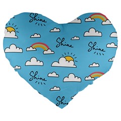 Sky Pattern Large 19  Premium Heart Shape Cushions from ArtsNow.com Front