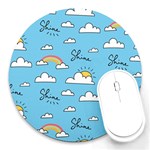 Seamless Pattern Vector Owl Cartoon With Bugs Round Mousepad
