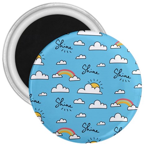 Seamless Pattern Vector Owl Cartoon With Bugs 3  Magnets from ArtsNow.com Front