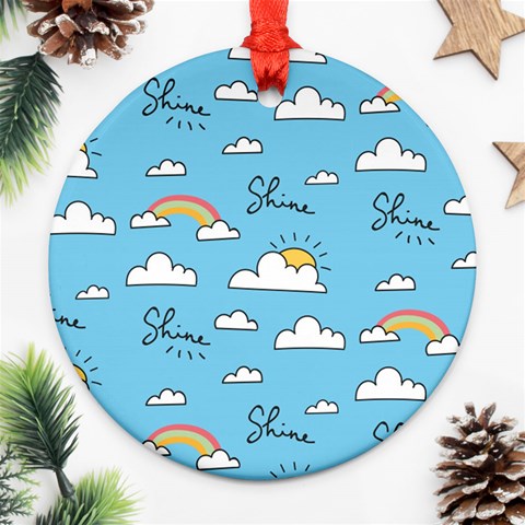 Seamless Pattern Vector Owl Cartoon With Bugs Ornament (Round) from ArtsNow.com Front