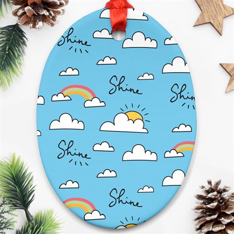 Seamless Pattern Vector Owl Cartoon With Bugs Ornament (Oval) from ArtsNow.com Front