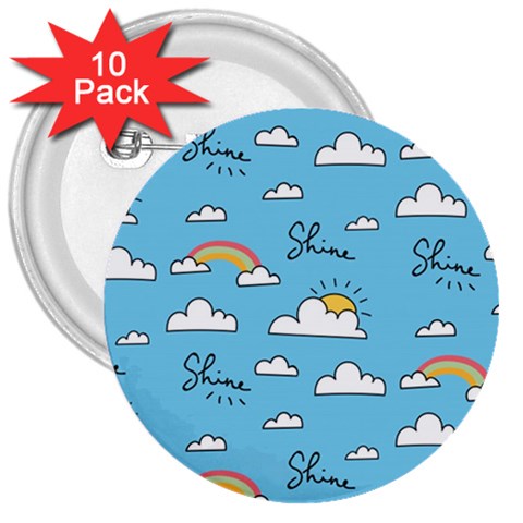Seamless Pattern Vector Owl Cartoon With Bugs 3  Buttons (10 pack)  from ArtsNow.com Front