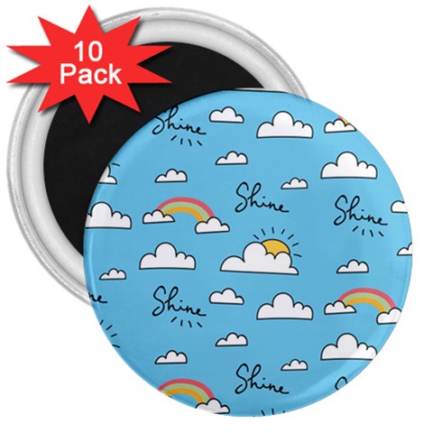 Seamless Pattern Vector Owl Cartoon With Bugs 3  Magnets (10 pack)  from ArtsNow.com Front