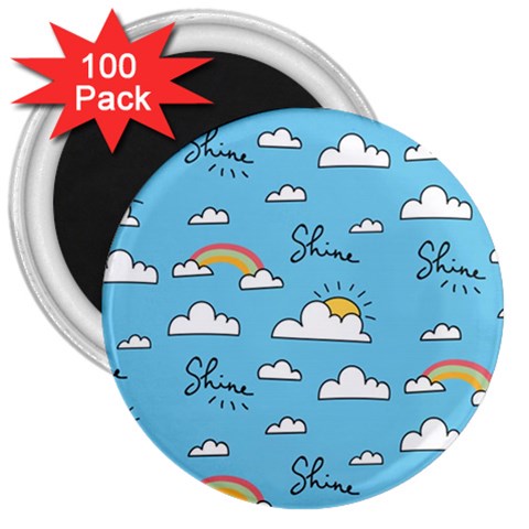 Seamless Pattern Vector Owl Cartoon With Bugs 3  Magnets (100 pack) from ArtsNow.com Front