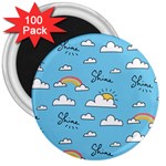 Seamless Pattern Vector Owl Cartoon With Bugs 3  Magnets (100 pack)