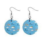Seamless Pattern Vector Owl Cartoon With Bugs Mini Button Earrings