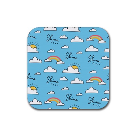 Seamless Pattern Vector Owl Cartoon With Bugs Rubber Coaster (Square) from ArtsNow.com Front