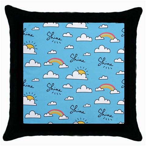 Seamless Pattern Vector Owl Cartoon With Bugs Throw Pillow Case (Black) from ArtsNow.com Front