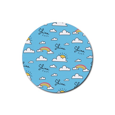 Seamless Pattern Vector Owl Cartoon With Bugs Rubber Coaster (Round) from ArtsNow.com Front