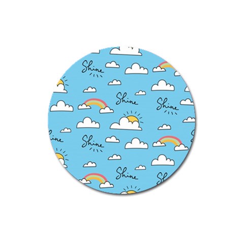 Seamless Pattern Vector Owl Cartoon With Bugs Magnet 3  (Round) from ArtsNow.com Front