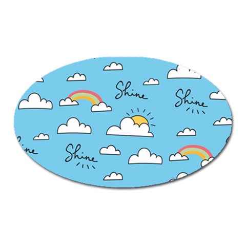Seamless Pattern Vector Owl Cartoon With Bugs Oval Magnet from ArtsNow.com Front