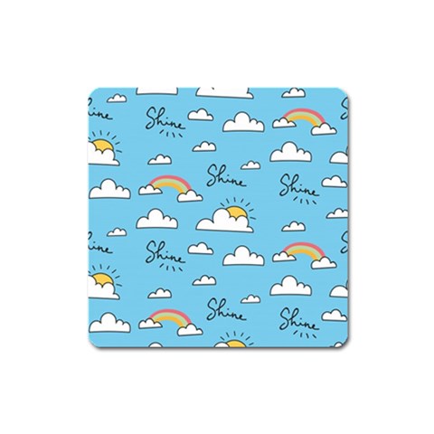 Seamless Pattern Vector Owl Cartoon With Bugs Square Magnet from ArtsNow.com Front