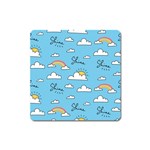 Seamless Pattern Vector Owl Cartoon With Bugs Square Magnet
